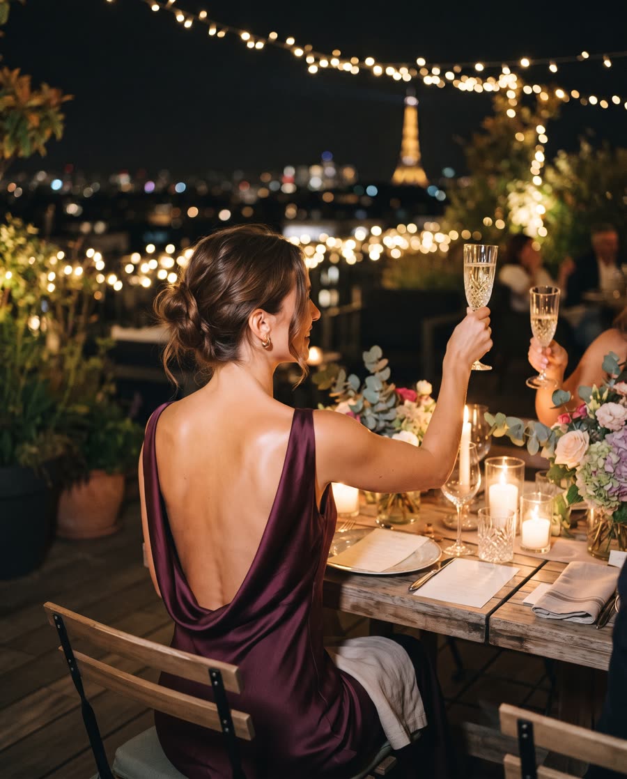 Evening out in a backless dress
